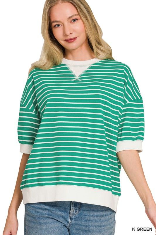 Striped Banded Top, Green