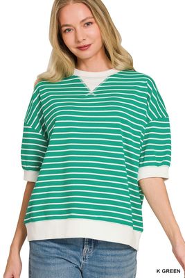Striped Banded Top, Green