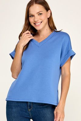 Luxe Modal V Neck, Blue