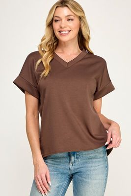 Luxe Modal V Neck, Chocolate