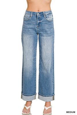 Cuffed Denim, Medium Wash