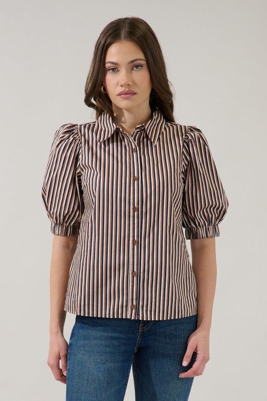 Sugarlips Klaren Top, Brown Stripe