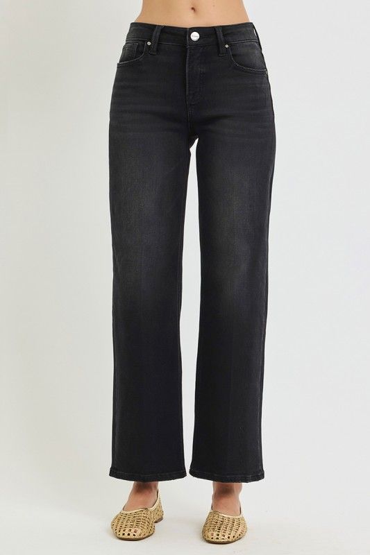 RISEN High Rise Ankle Straight, Black