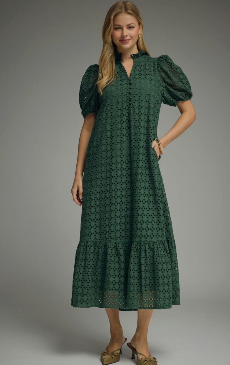 Everly Eyelet Midi Dress, Hunter