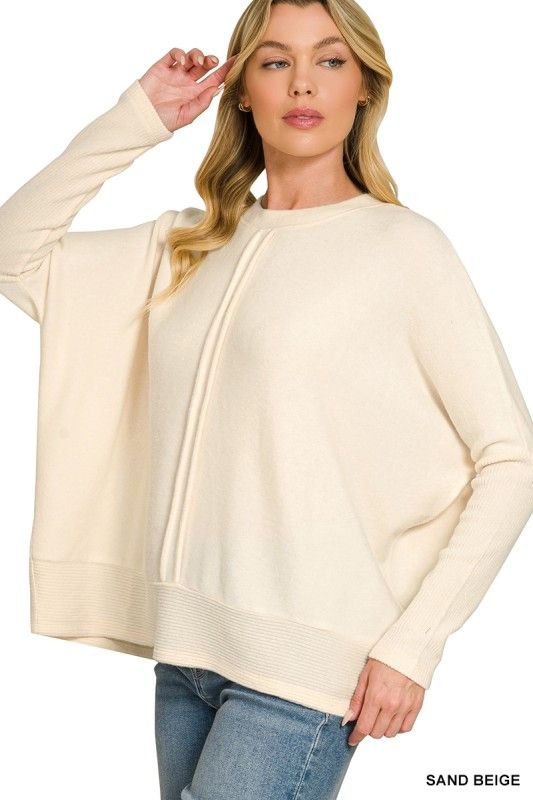 Brushed Mélange Hacci Sweater, Sand