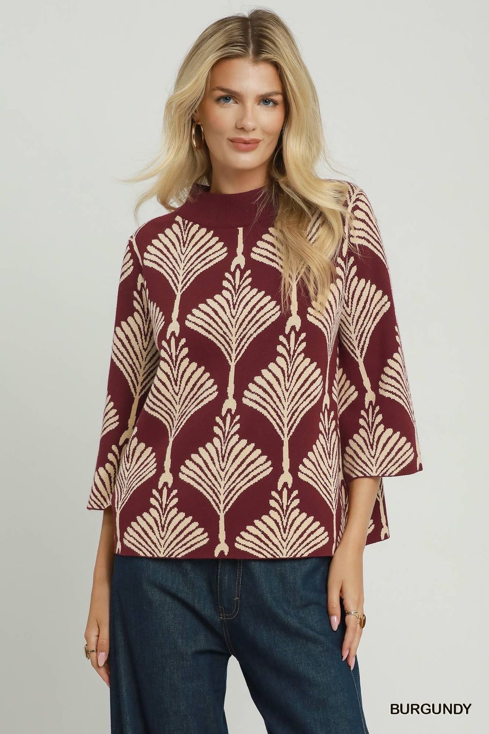 The Laurel Print Sweater, Burgundy