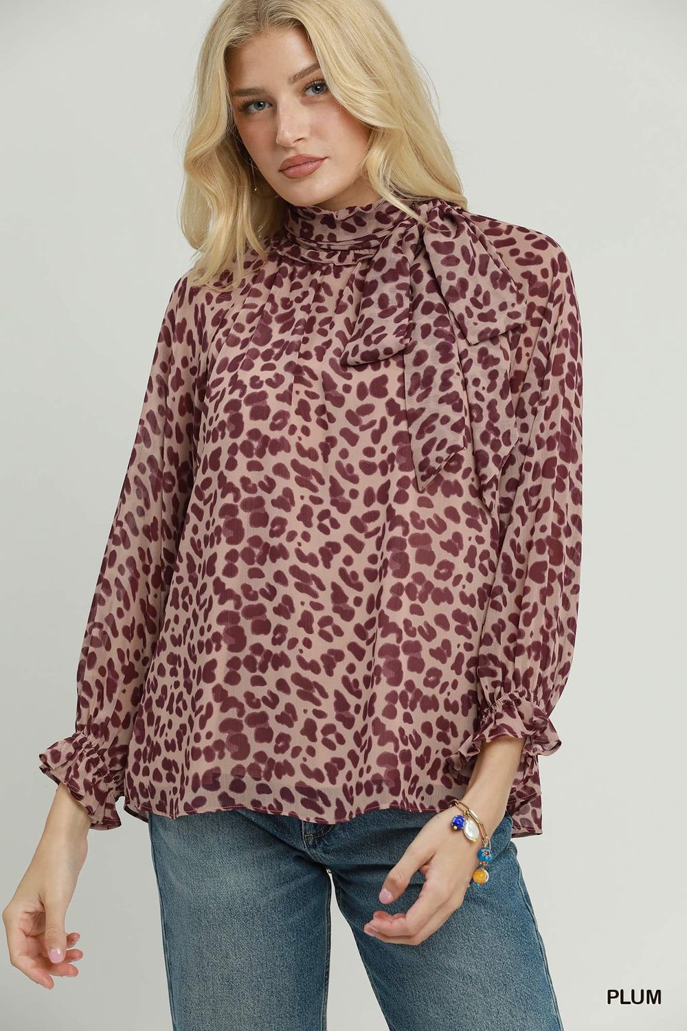 The Marlowe Tie-Neck Blouse, Plum