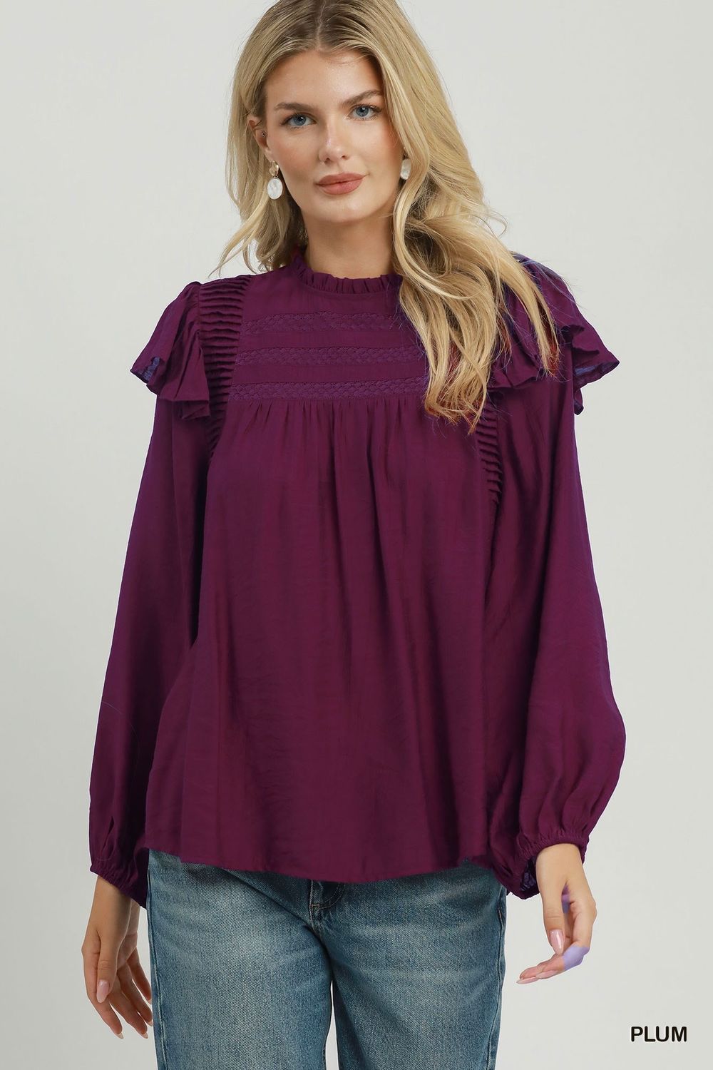 The Meredith Ruffle Blouse, Plum
