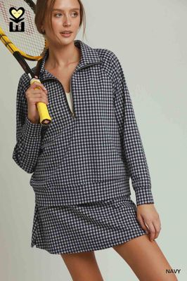 Gingham Skort Set, Navy
