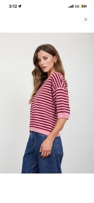 Striped Sweater, Burgundy/Pink