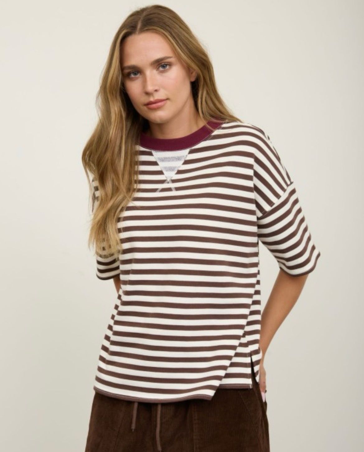 Striped Tee, Brown