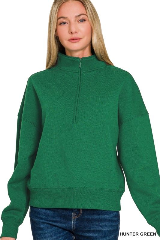 Fleece Half Zip, Dk Green