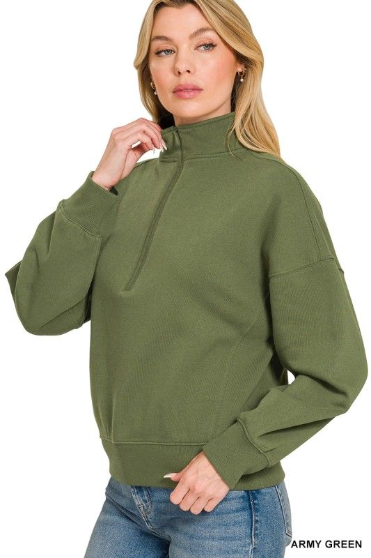 Fleece Half Zip, Army