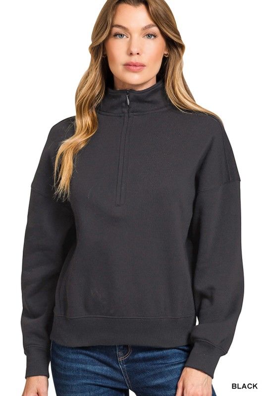 Fleece Half Zip, Black