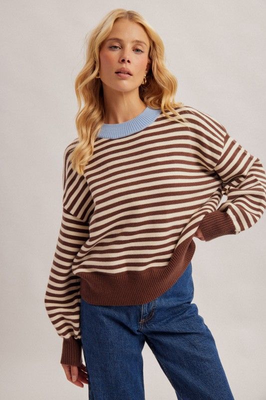 Striped Sweater, Brown