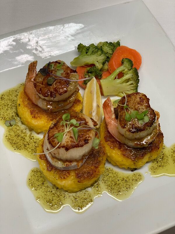 Shrimp & Scallop Sweet Pea Risotto Cakes