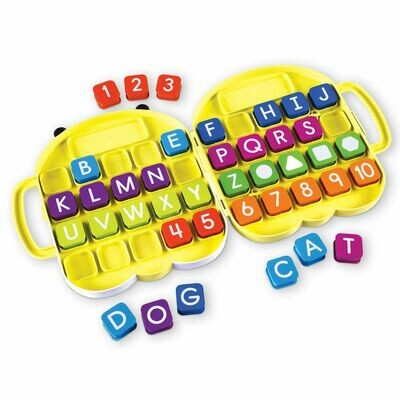 ALPHABEE SHAPED CASE W/40 ALPHABET TILES - Maletín de abeja Números y Letras