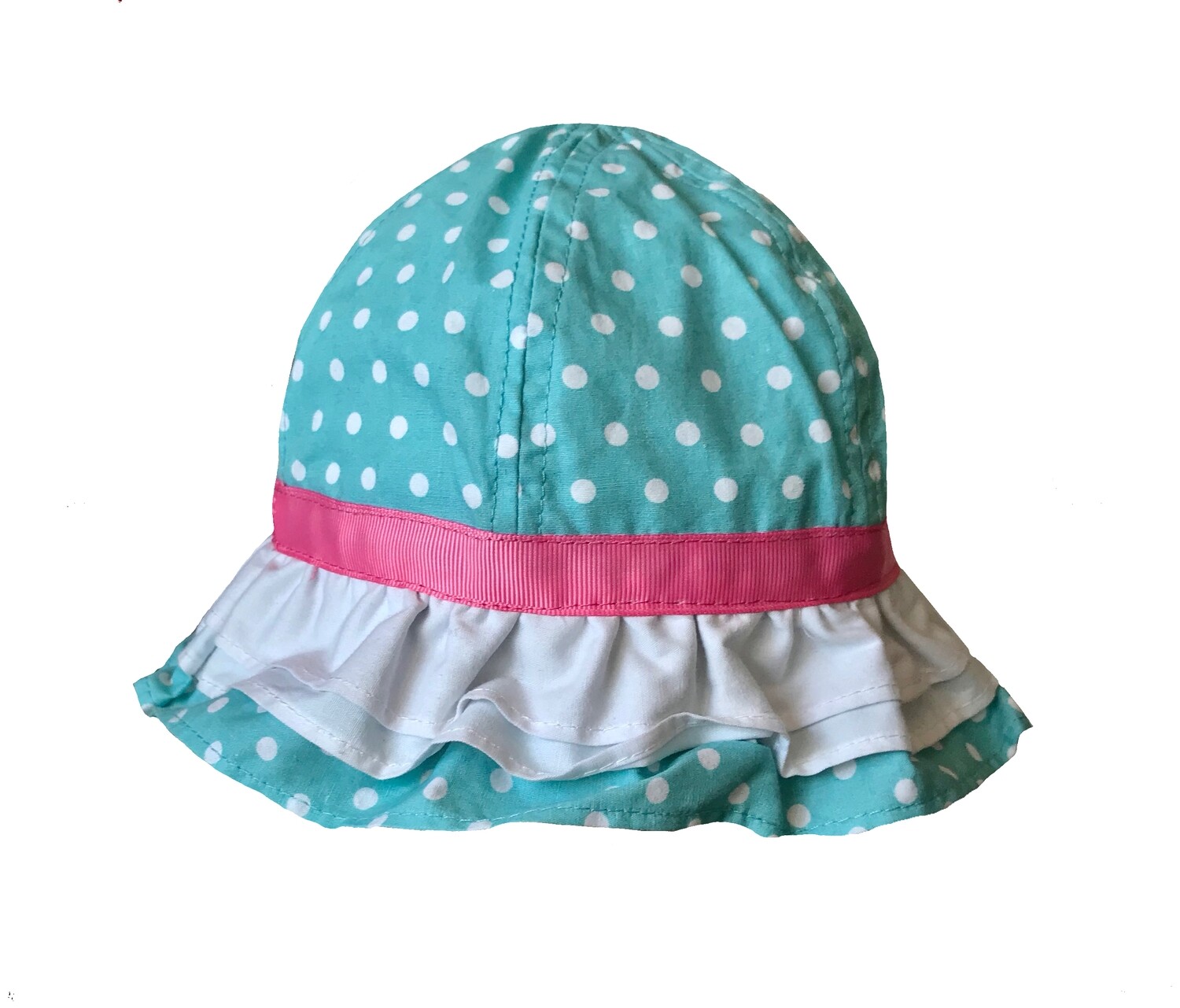 Wee Ones Blue with White Polka Dots (Tie Strap) Sun Hat