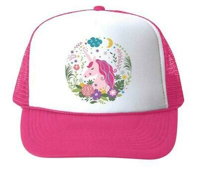 Bubu Floral Unicorn Trucker Hat - Pink