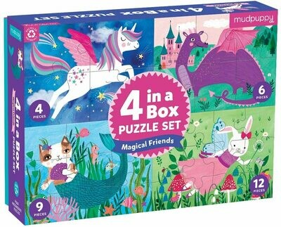Mudpuppy Magical Friends 4 in a Box Puzzle Set