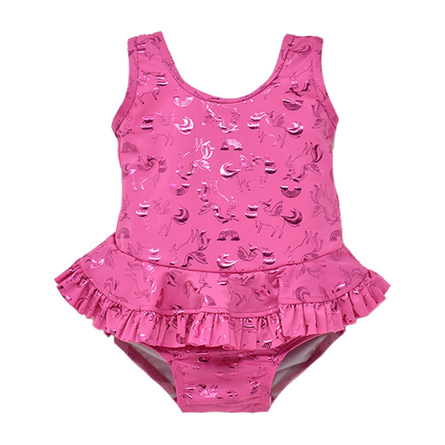 Flap Happy UPF 50+ Stella Infant Ruffle Swimsuit - Fancy Unicorns