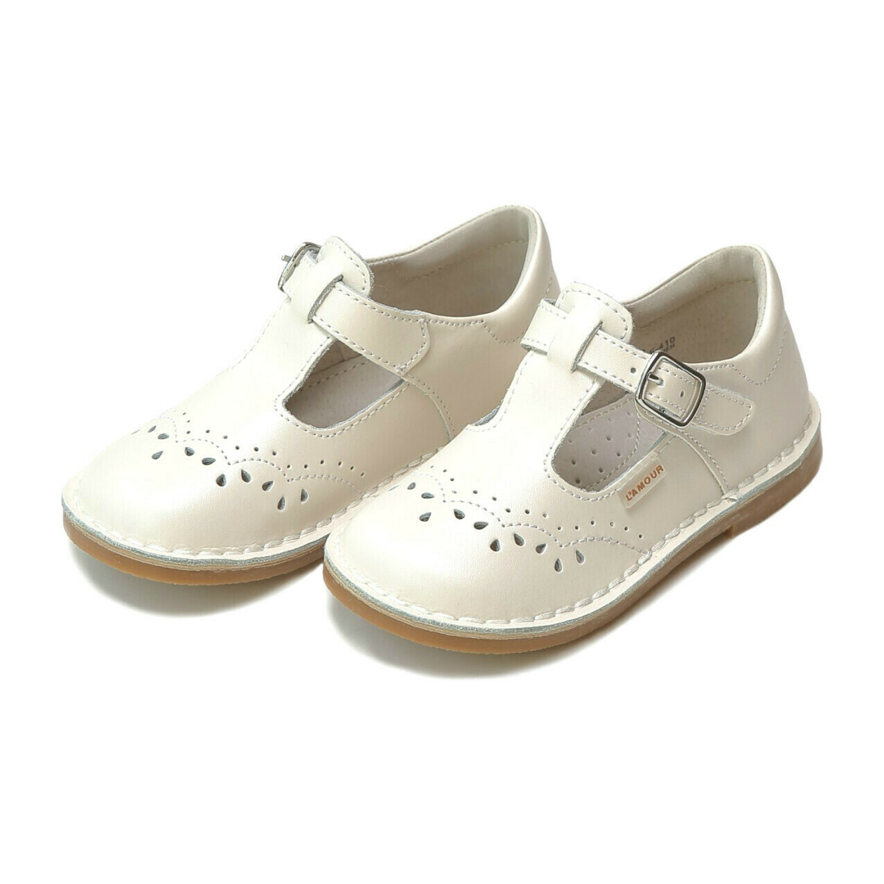 L'Amour Ruthie Stitched Mary Janes - Pearl White