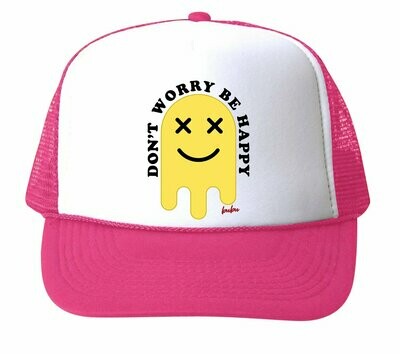Bubu "Don't Worry Be Happy" Trucker Hat - Pink