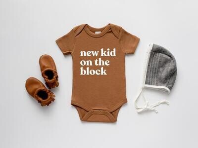 Glad Folk - &quot;New Kid On The Block&quot; Organic Baby Bodysuit (Burnt Orange)