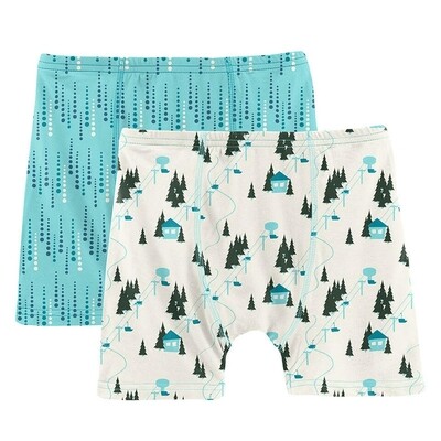 Kickee Pants Boxer Brief Set - Natural Chairlift & Iceberg iceberg Icicles