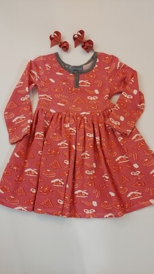 Miki Miette L/S twirl dress- Liv style, Gingerbread print