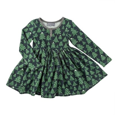 Miki Miette L/S twirl dress- Liv style sprinkle forest print
