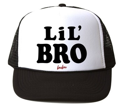 Bubu "Lil' Bro" (Red Font) Trucker Hat -black/white