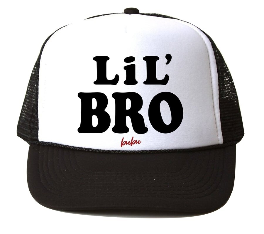 Bubu "Lil' Bro" (Red Font) Trucker Hat -black/white