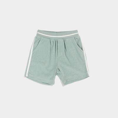 Miles The Label organic terry knit shorts-light green/white