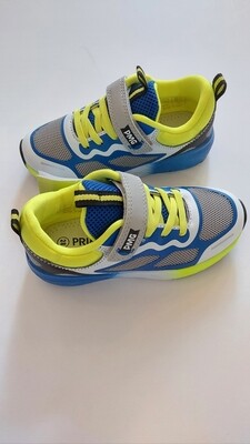 Primigi grey/blue /lime velcro strap/laces runner shoes- Italian made