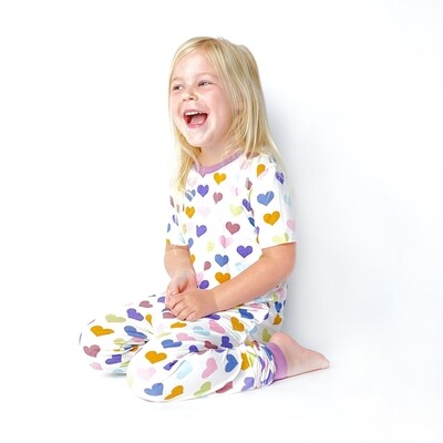 Emerson and Friends "Little Love Valentines Day" short sleeve bamboo heart pajamas set