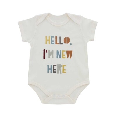 Emerson and Friends&quot;Hello I&#39;m New Here&quot; cotton onesie