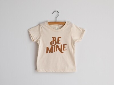 Gladfolk organic cotton short sleeved BE MINE camel ink T Shirt