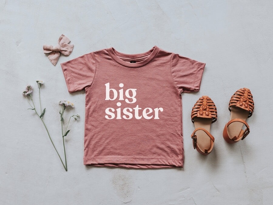 Gladfolk organic mauve cotton short sleeved Big Sister  T Shirt