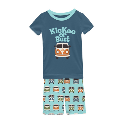 Kickee Pants Bamboo short sleeve shorts pajama set- summer sky vintage vans