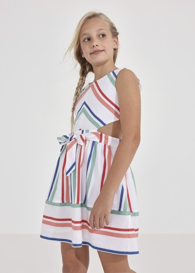 Mayoral Tween striped dress, open back