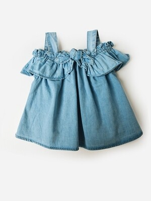 Mayoral chambray denim ruffle tank top