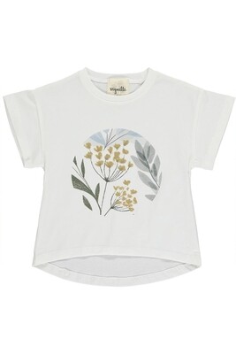 Vignette  Sutton top in silky soft cotton-cream with floral print