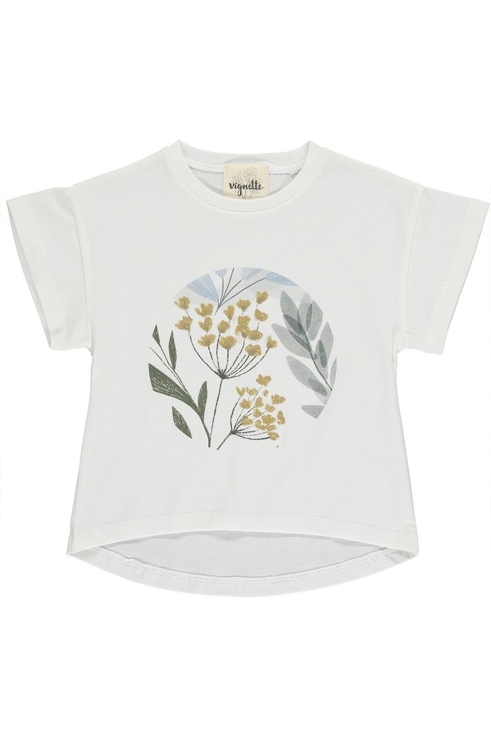 Vignette  Sutton top in silky soft cotton-cream with floral print