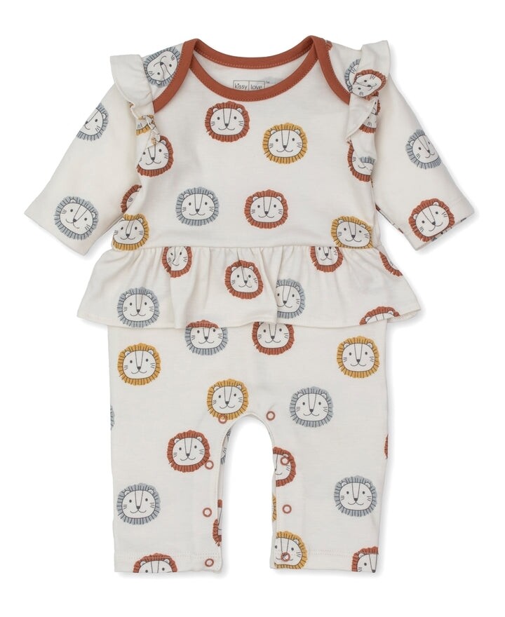 Kissy Kissy Love ruffle playsuit- Happy Lions