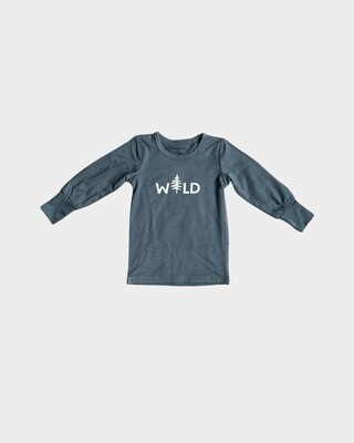 Baby Sprouts l/s bamboo t-shirt-Wild-stone blue