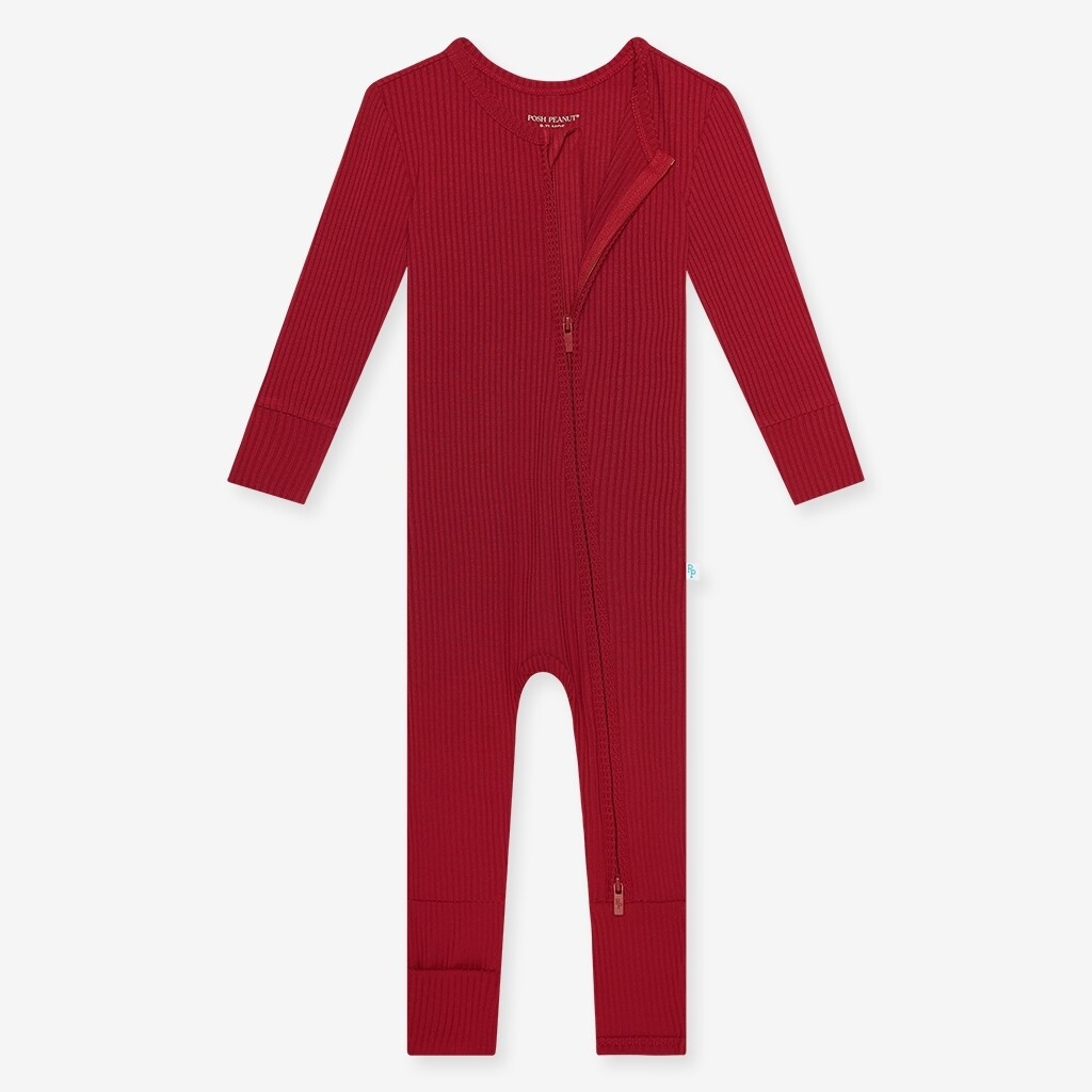 Posh Peanut  zippered convertible ribbed - solid dark red