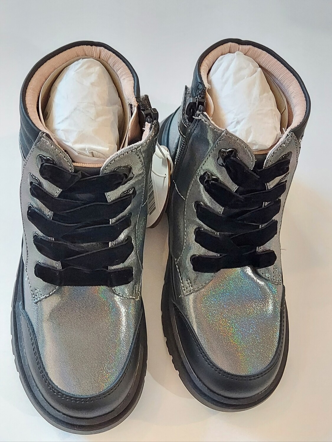 Mayoral metallic grey biker boots-side zipper