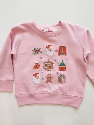 The Juniper Shop Christmas Collage sweatshirt- pink