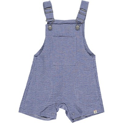 Me &amp; Henry Galleon Navy seersucker woven overalls